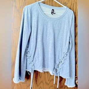 Betsey Johnson Performance Lace Up Sweatshirt Gray S